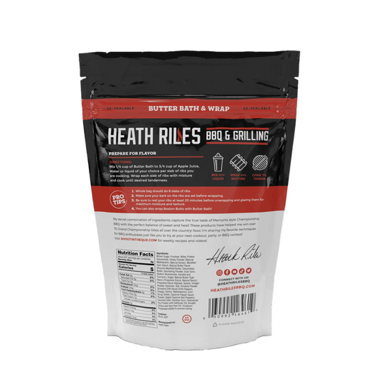 Heath Riles Butter Bath & Wrap is perfect for pork ribs and pork butt.