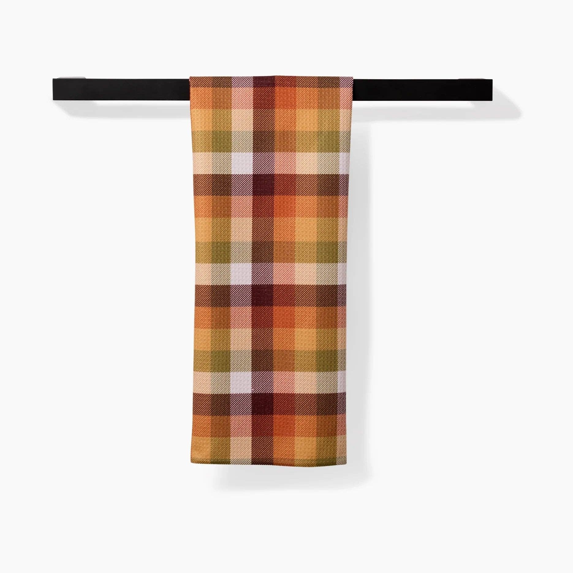 This plaid tea towel will look beautiful hanging in your home this Thanksgiving.