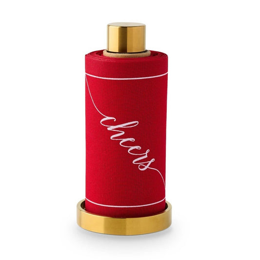 Buy one (1) roll of 50 cotton cocktail napkins and one (1) gold stand.