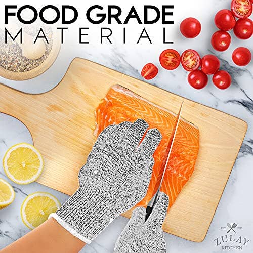 These cut-resistant gloves are made of food grade material safe for kitchen use.