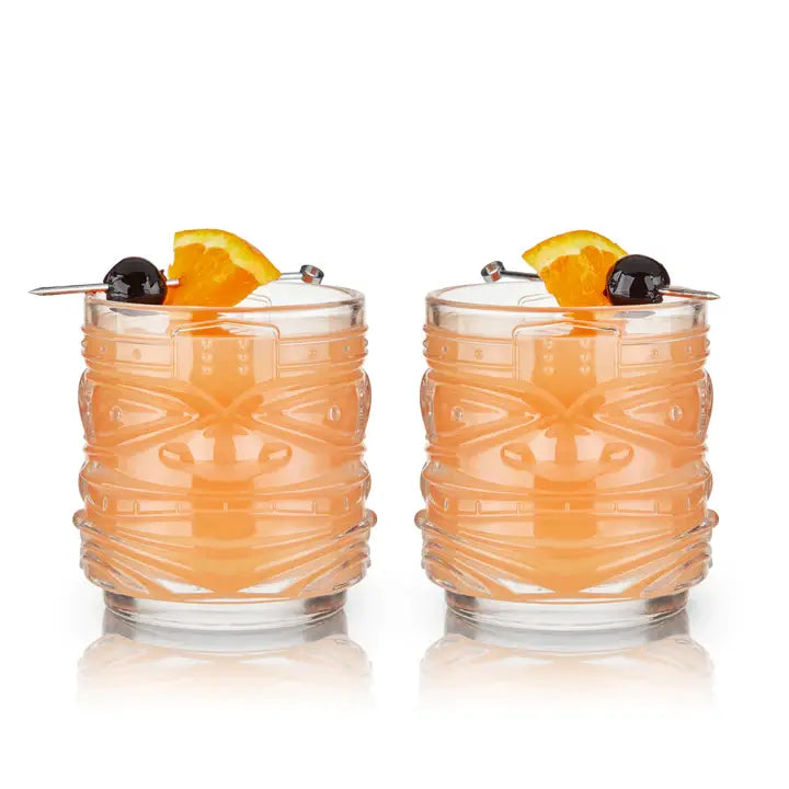 Enjoy your favorite fruity, tropical cocktail in a Tiki rocks glass.