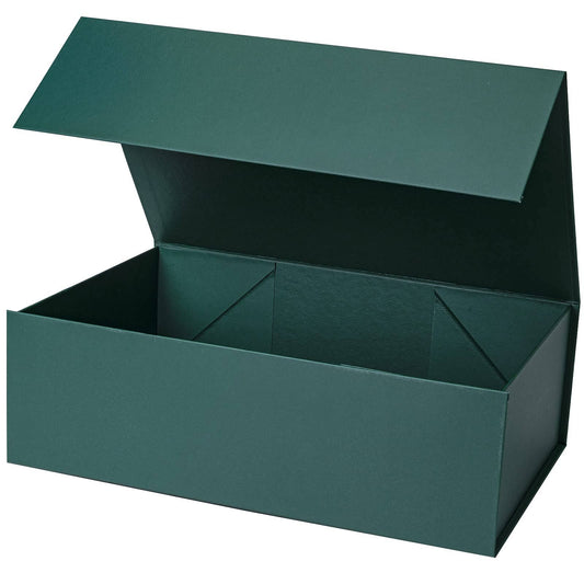Green gift box with magnetic flap lid - rectangular
