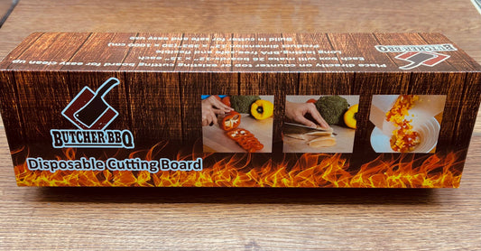 Each box makes 26 disposable plastic cutting boards measuring 12x15" each.