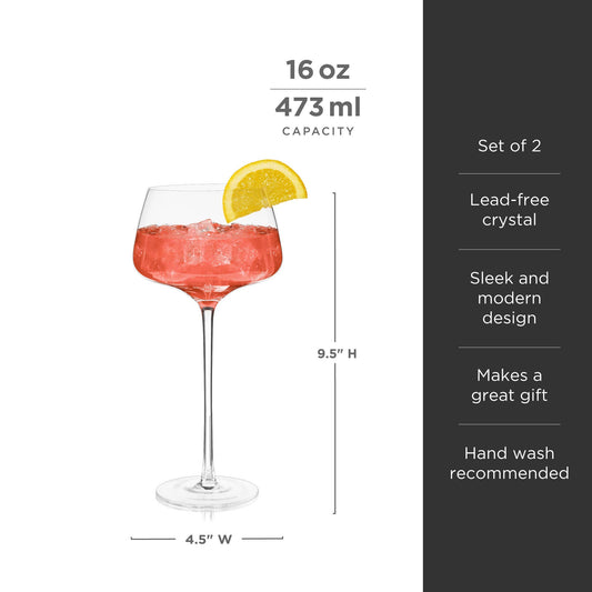 Buy one (1) set of two sexy aperol spritz cocktail glasses.