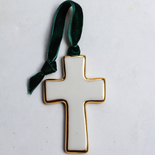 Cross ornament with 22k gold border