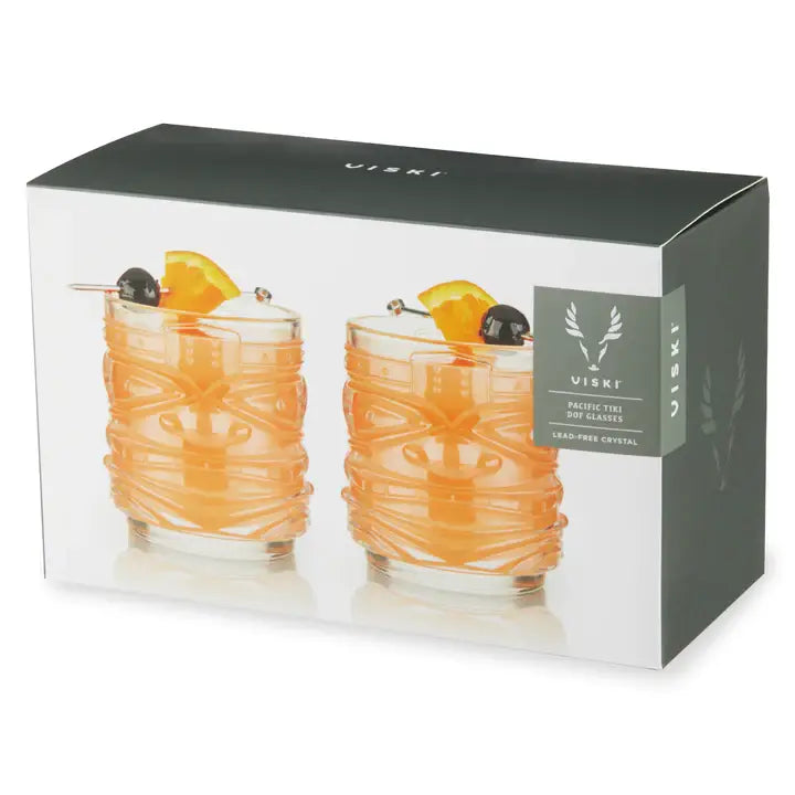 This set of Tiki rocks glasses is in a gift-quality box.