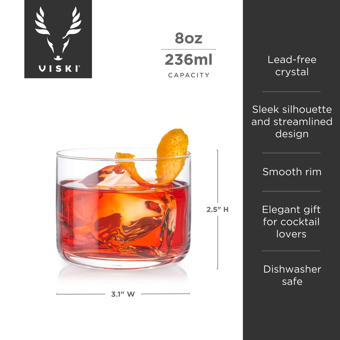 These two Negroni glasses are made of lead-free crystal as part of Viski's Raye collection.
