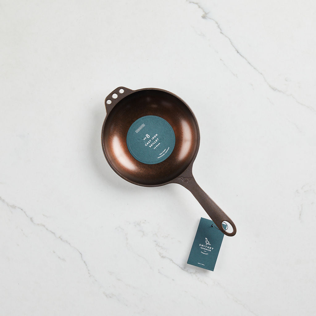 Smithey No. 8 cast iron chef skillet.