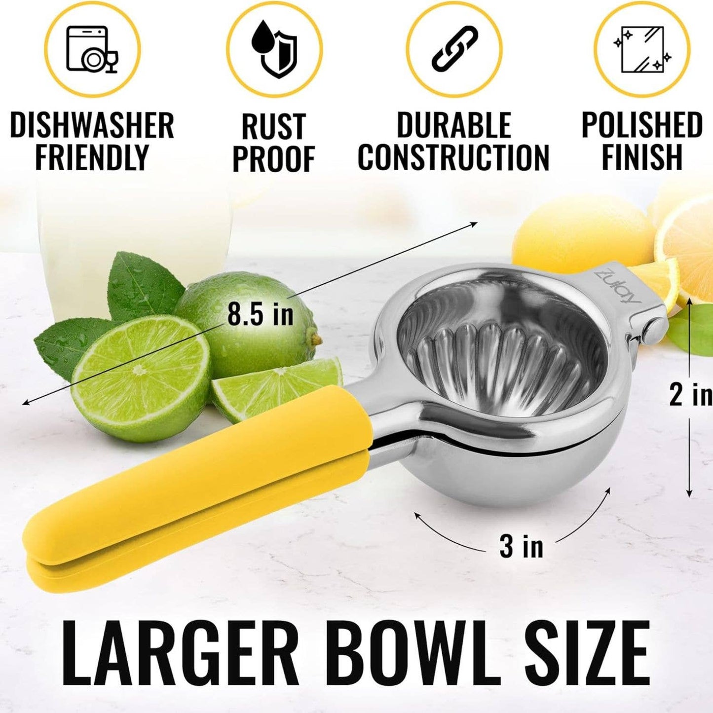Citrus squeezer with comfort grip in white