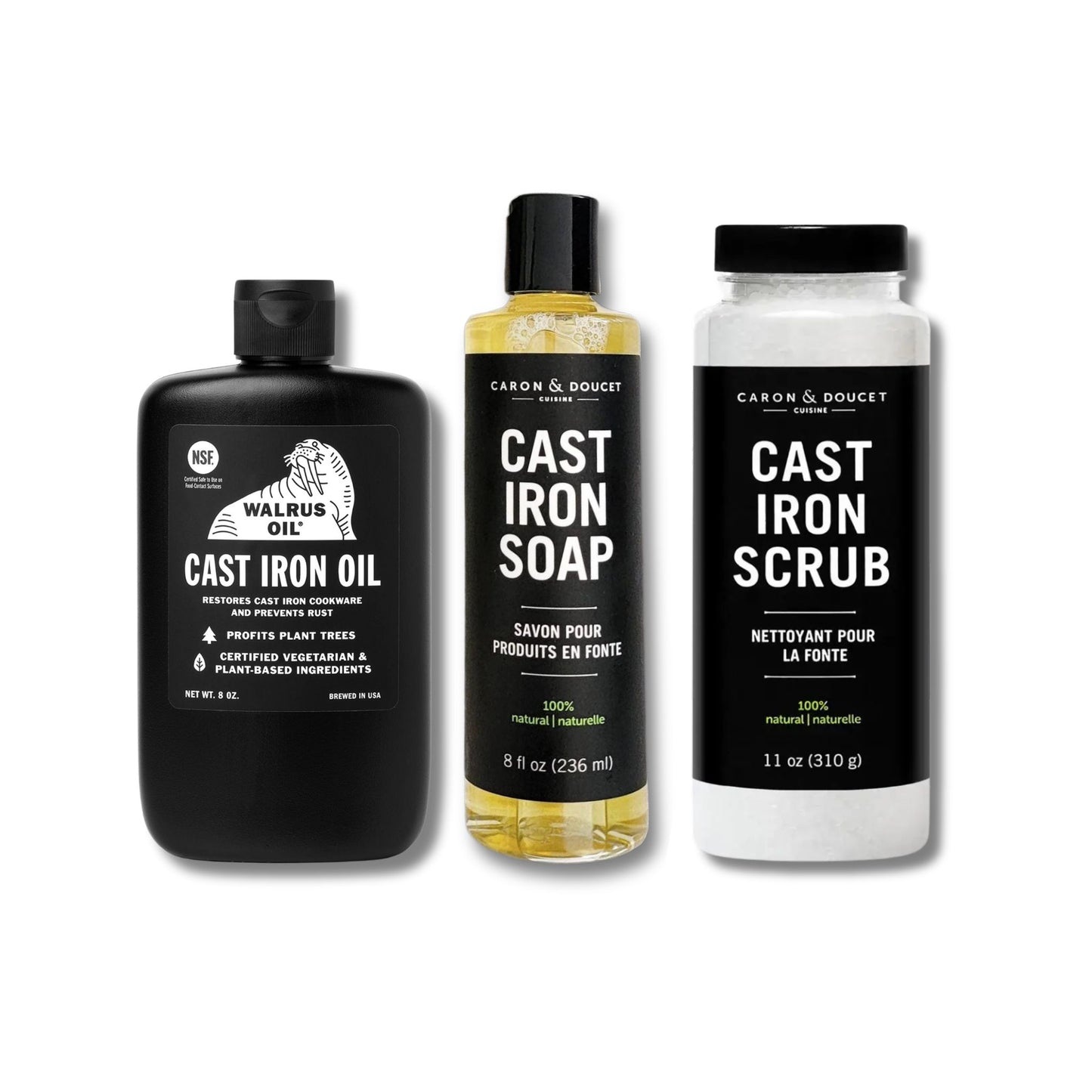 Cast iron care and cleaning trio