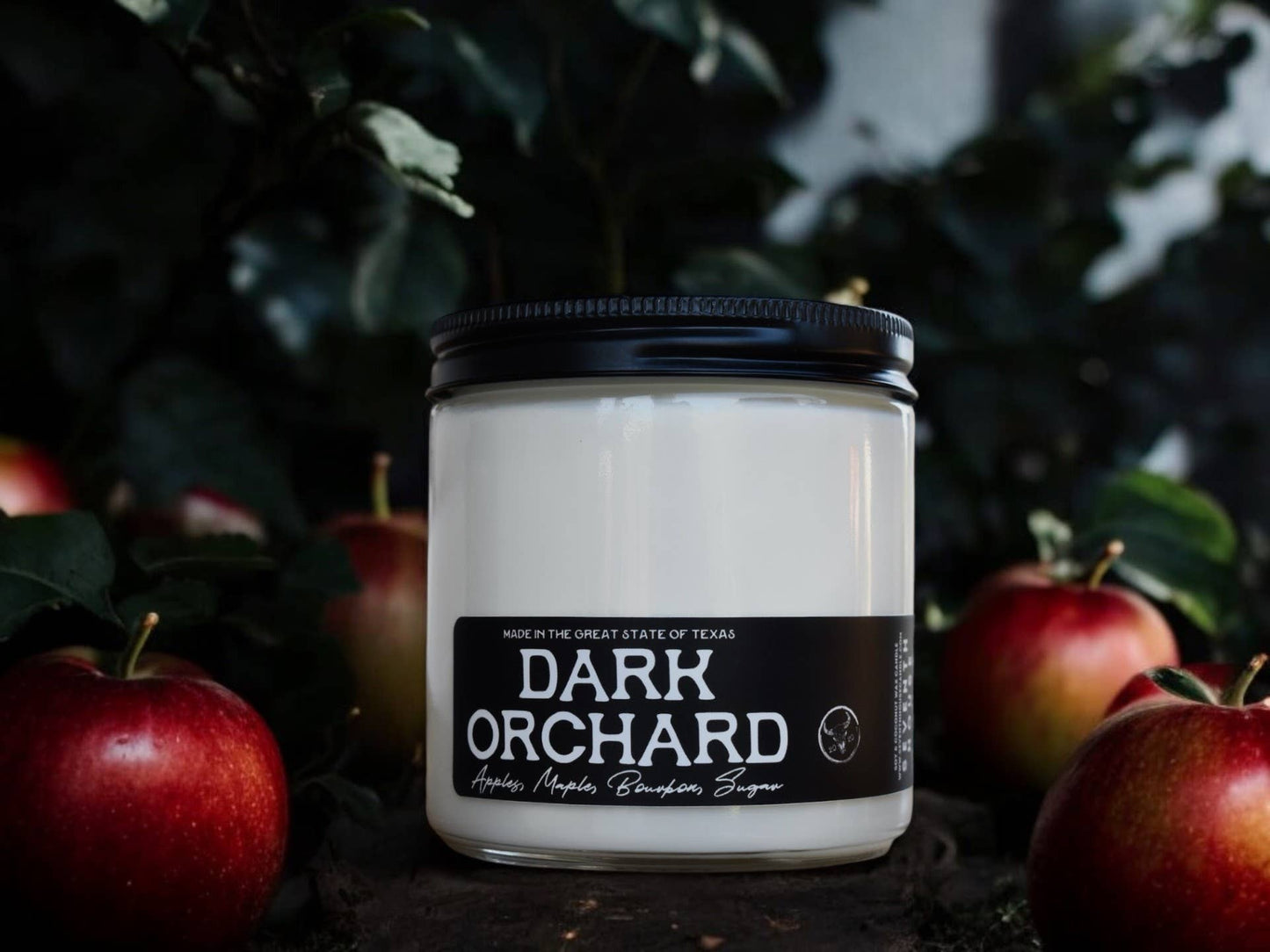 Buy 1 (one) Dark Orchard candle with scents of apple, maple, bourbon and sugar.