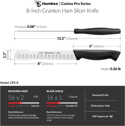 Slicing knife - Eight inch granton blade - Perfect for most meats