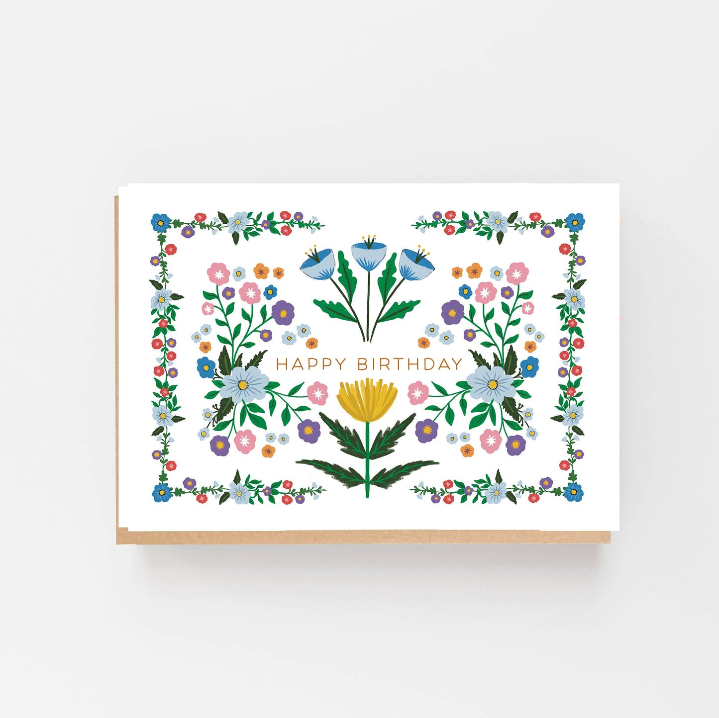 Buy 1 (one) folk art Happy Birthday greeting card.
