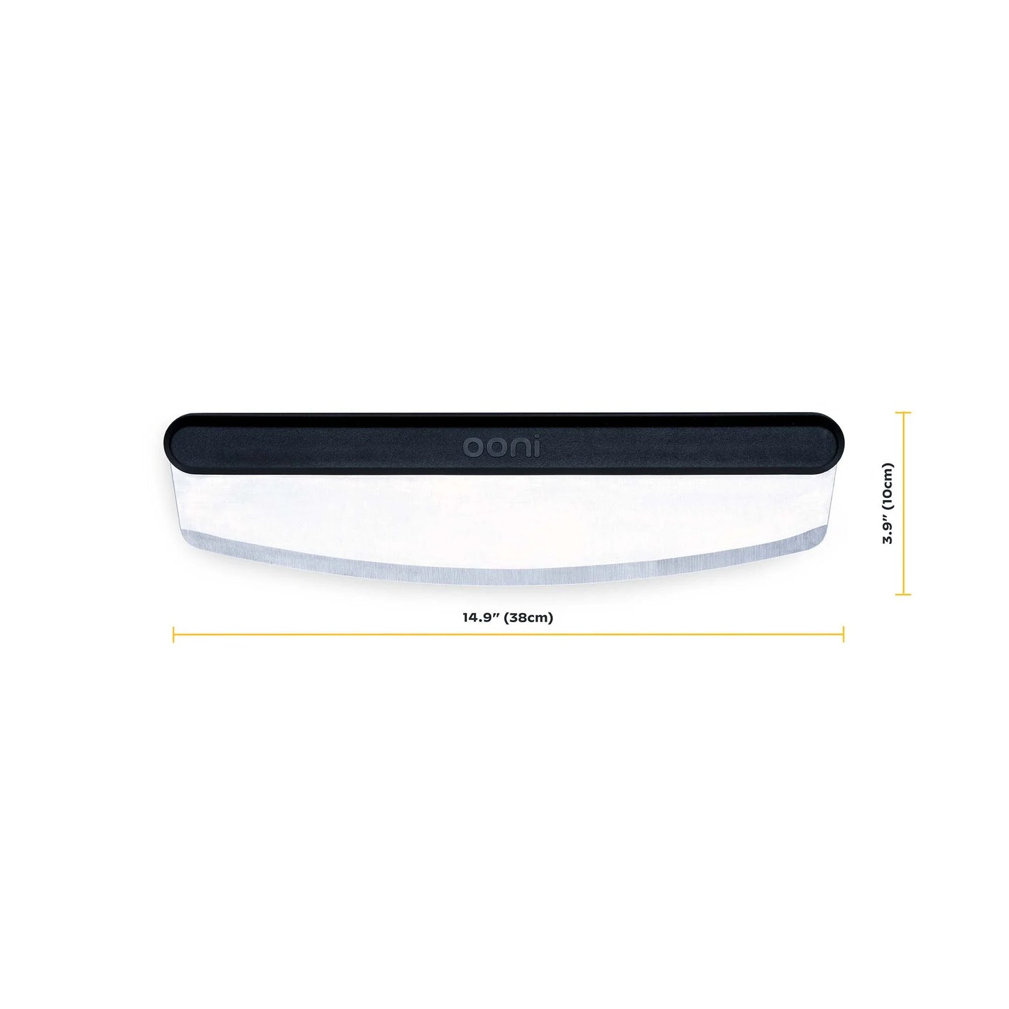 The Ooni rocking pizza cutter has a 14.9" blade.