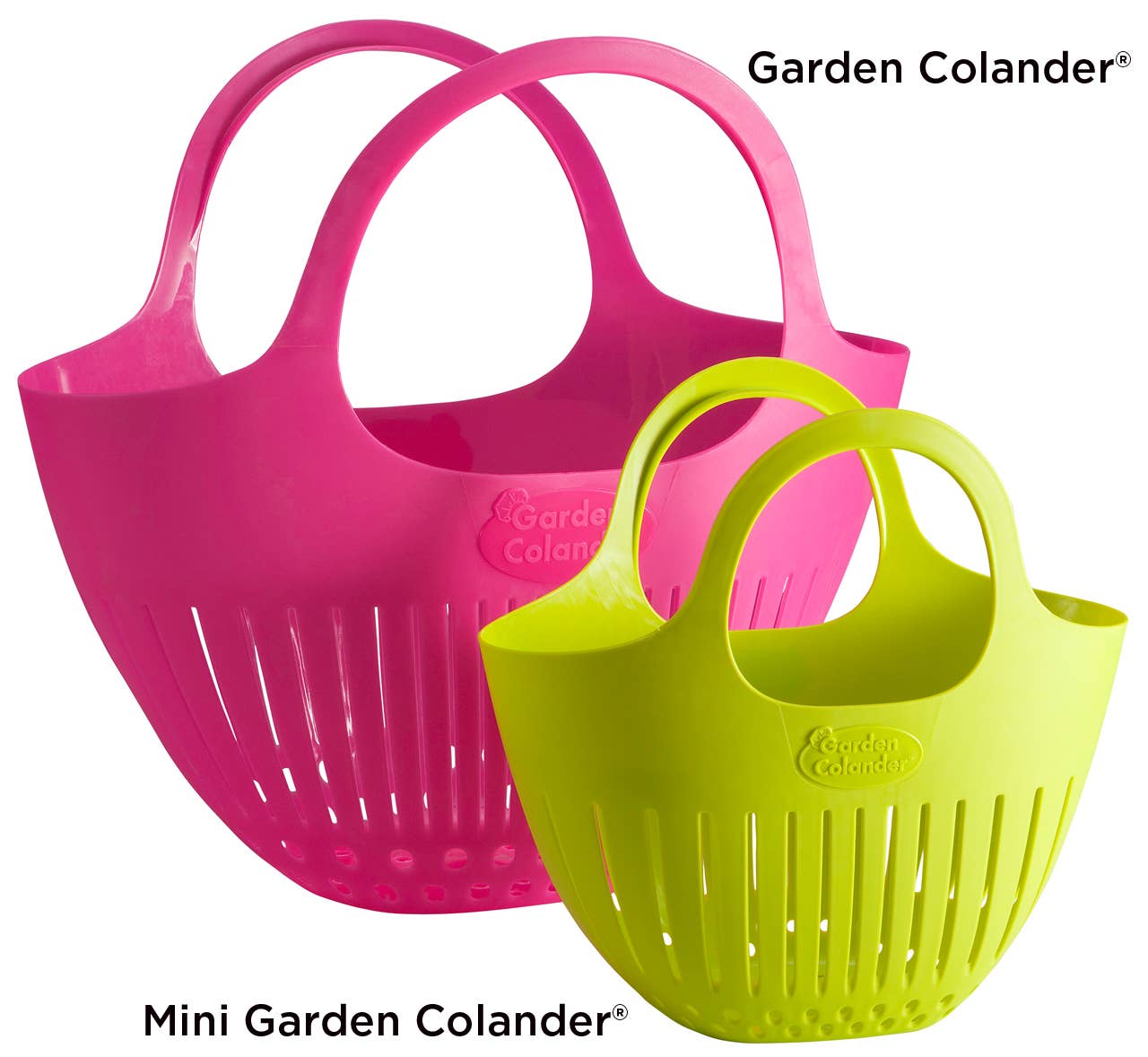 The garden colander is shown next to the smaller mini garden colander.