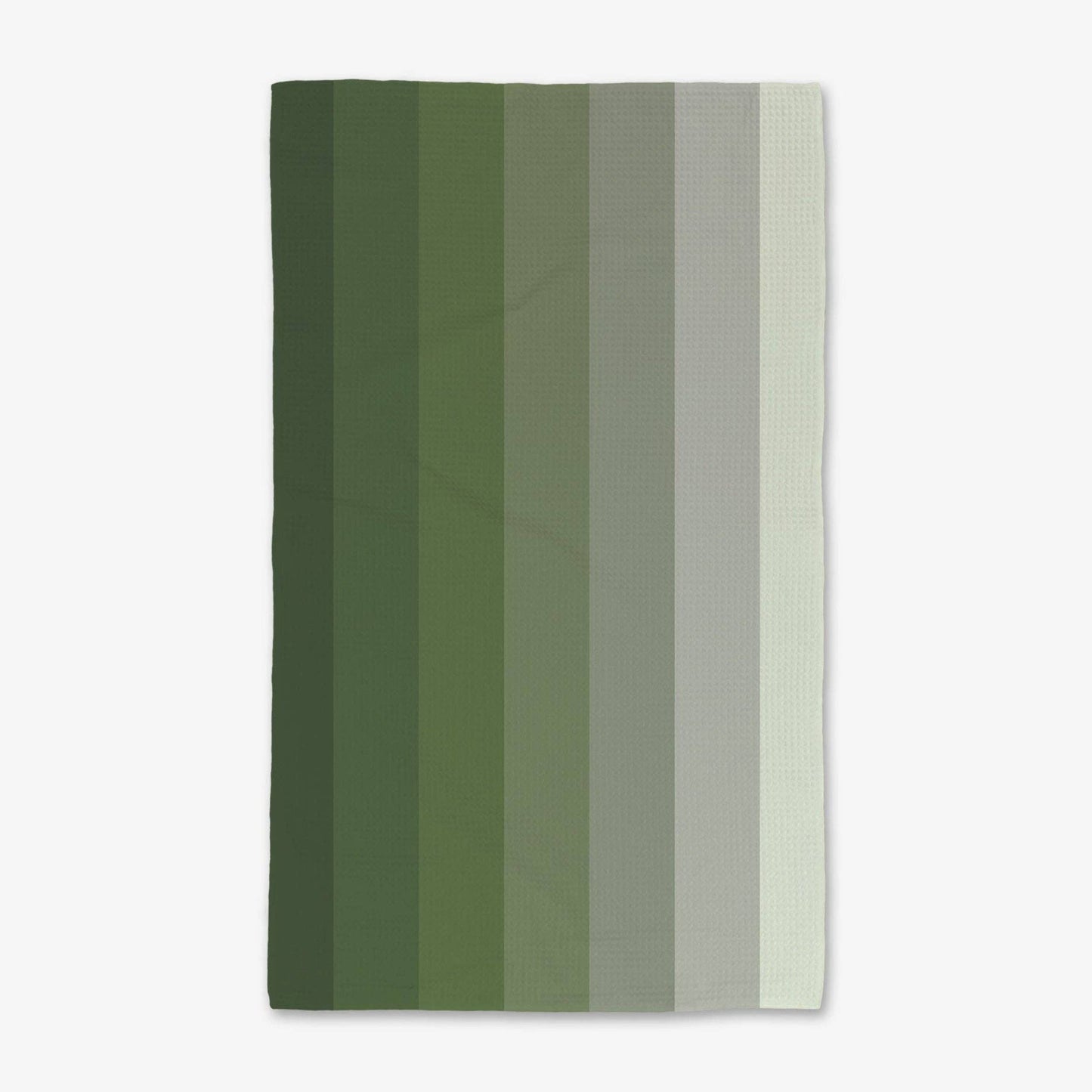 Three coordinating luxurious olive green hand towels