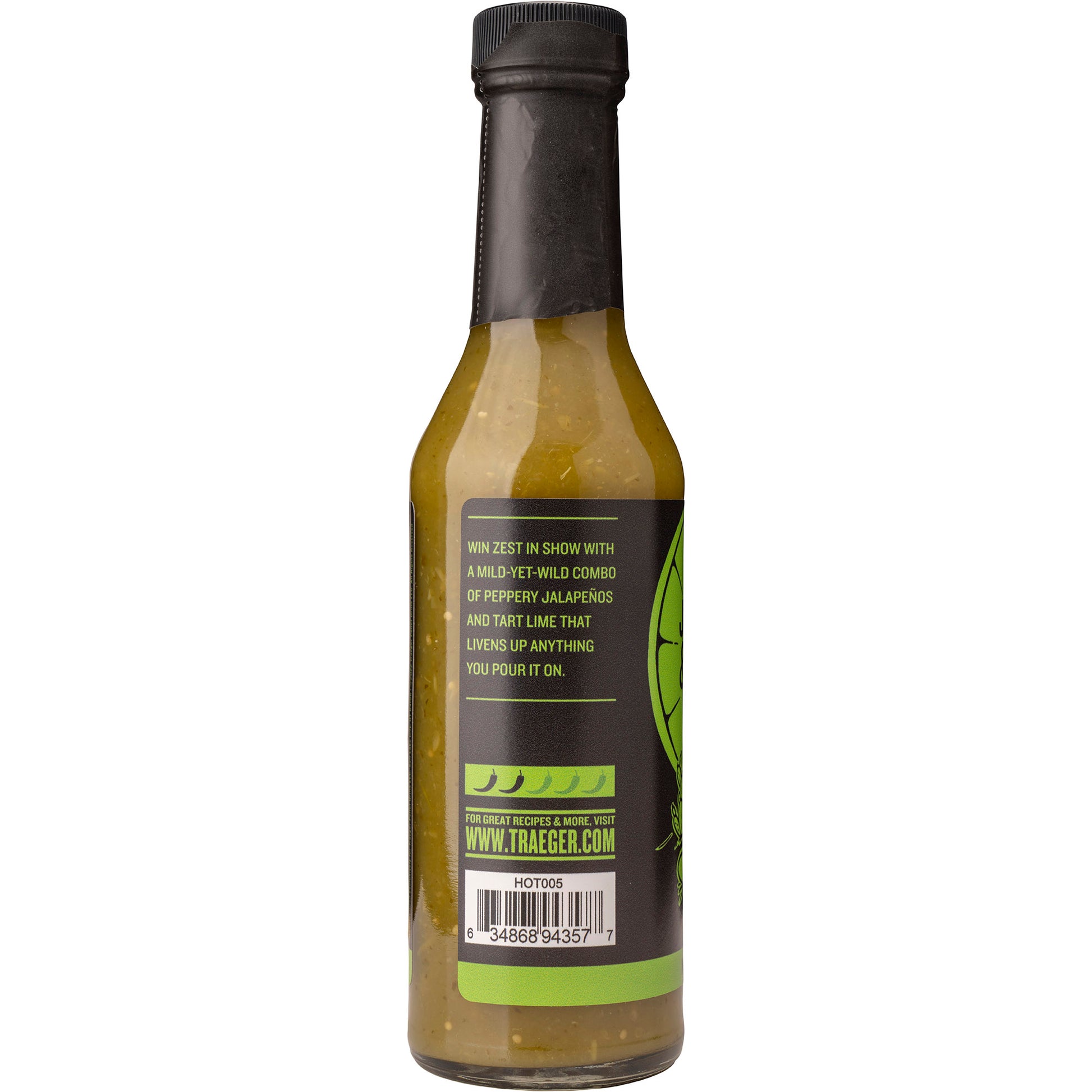 Zesty jalapenos and tart lime liven up your meal. Ranks two out of five on Traeger's heat scale.