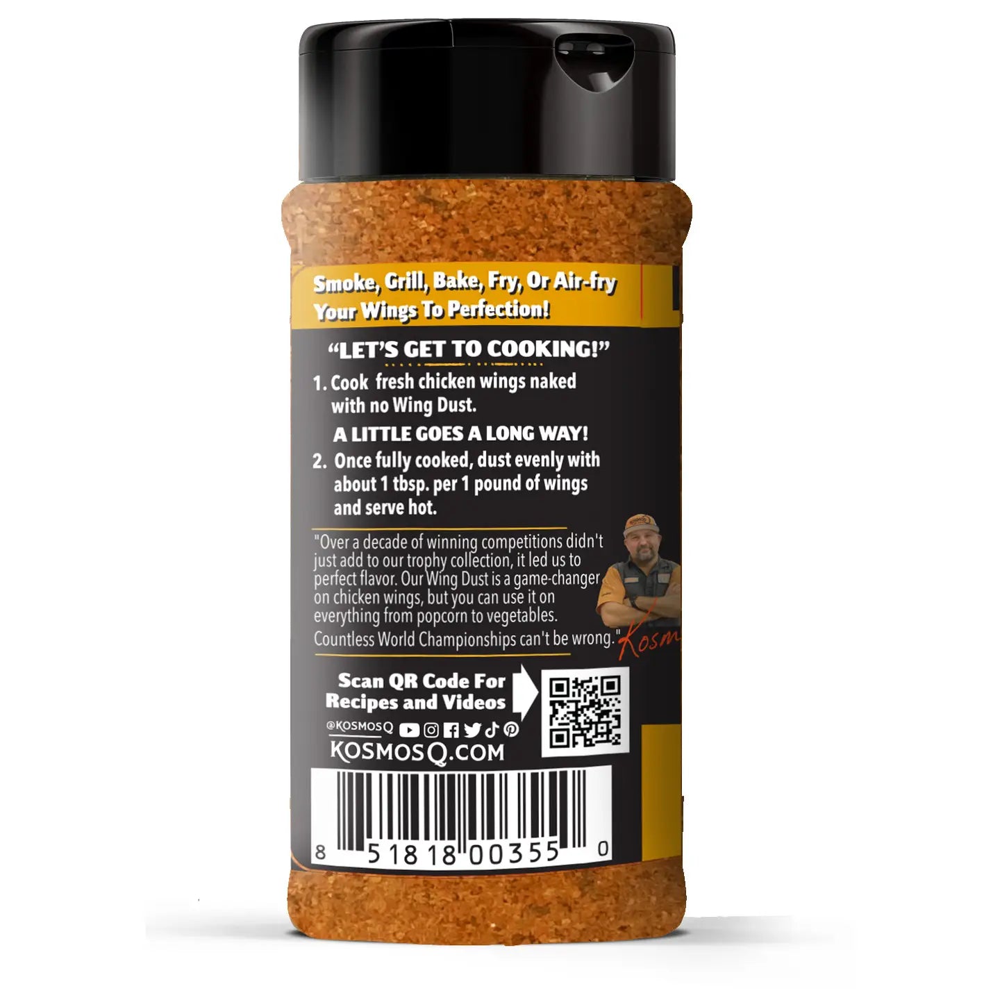 To use, shake Honey BBQ wing dust on freshly cooked chicken wings.