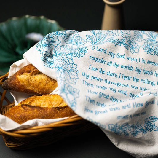 Enjoy this uplifting hymn with this multi-purpose kitchen tea towel.