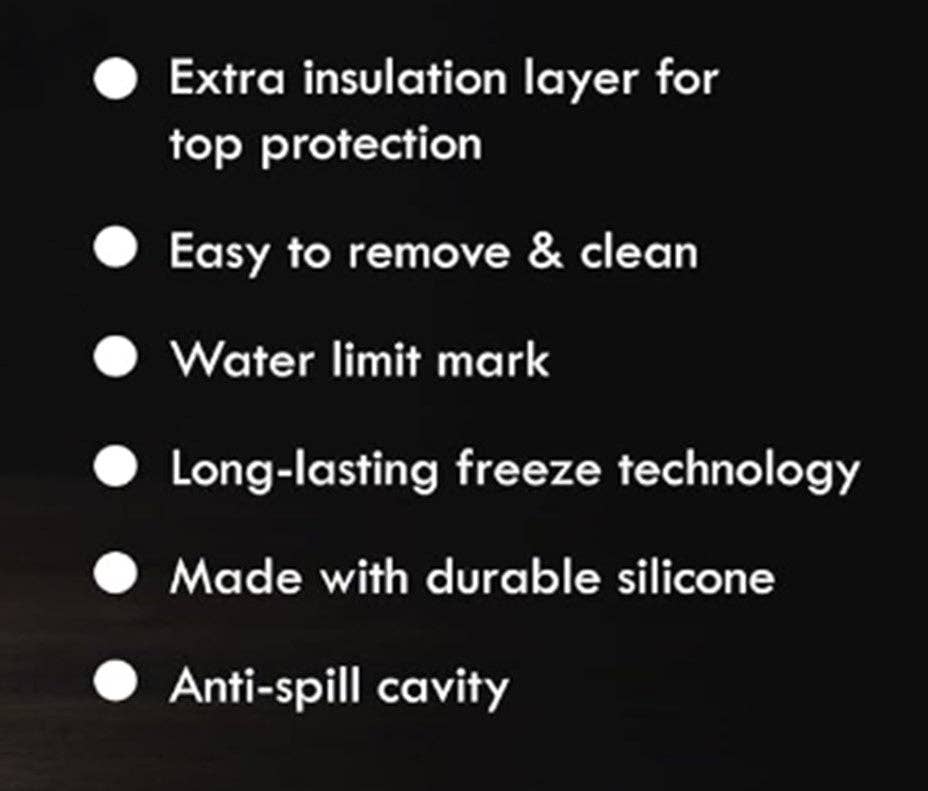 The ice mold has a high limit mark, is made with durable silicone, and has an anti-spill cavity for easy use.