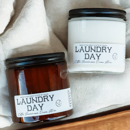Buy 1 (one) Laundry Day candle with a clean cotton scent.