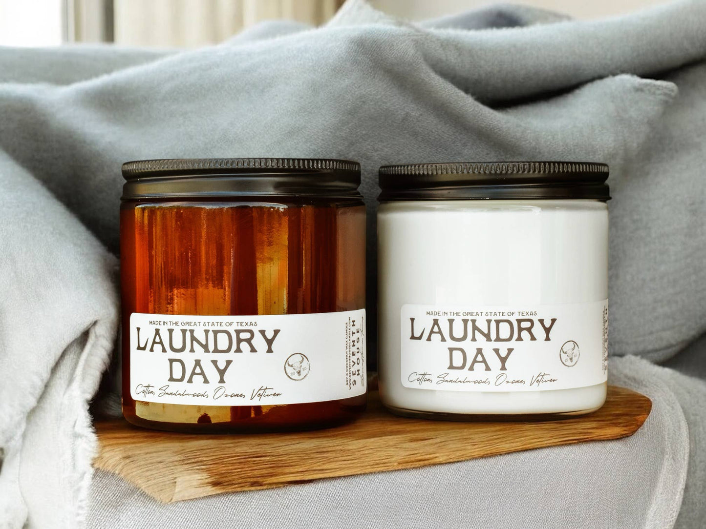 Buy 1 (one) Laundry Day candle in either amber or clear glass.
