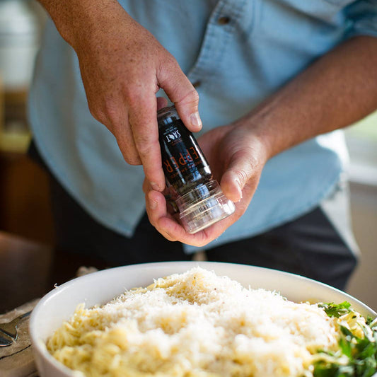 Madrona smoked peppercorns come in a convenient grinder for use at the stove or tableside.
