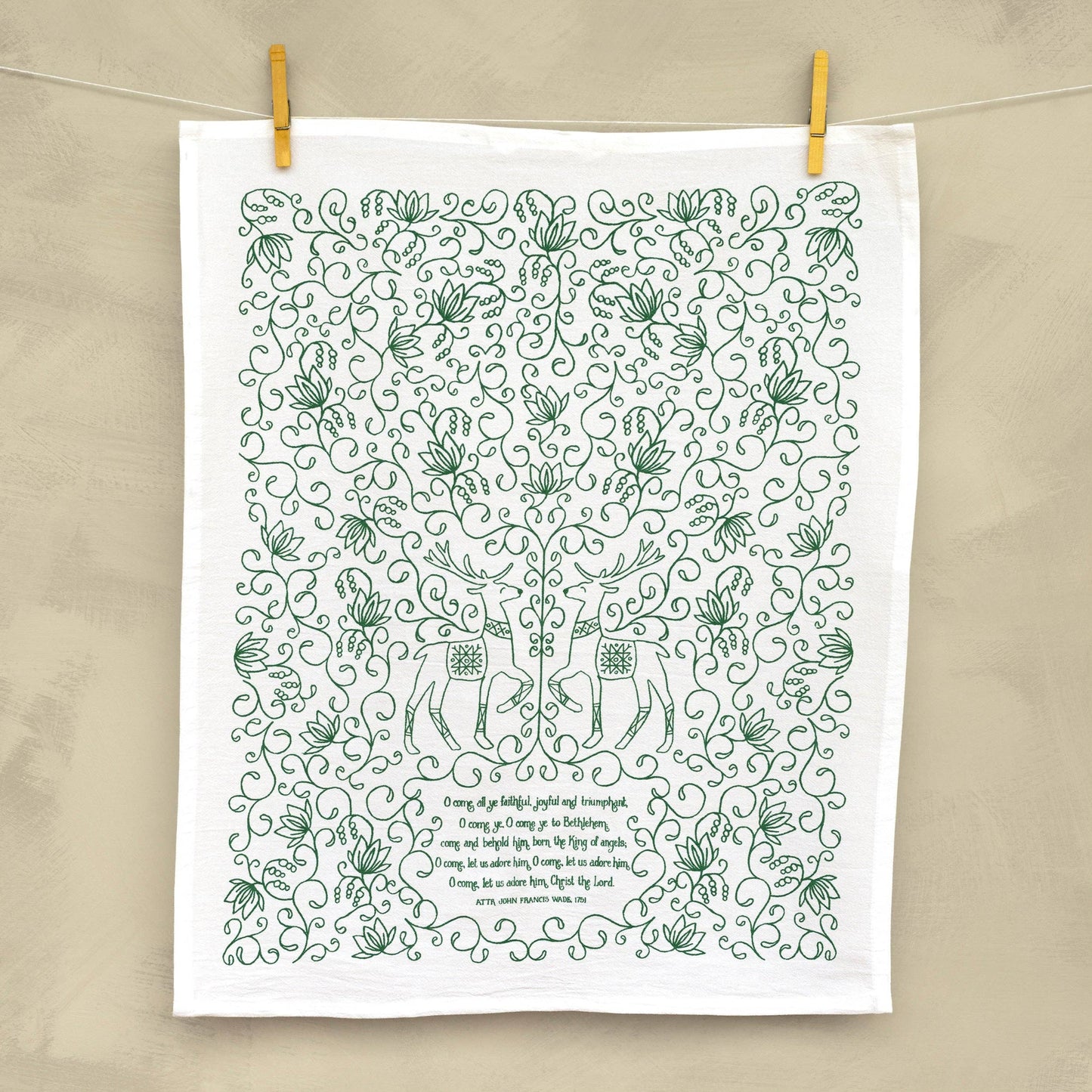 This beautiful white and green tea towel will look magnificent in your home kitchen.