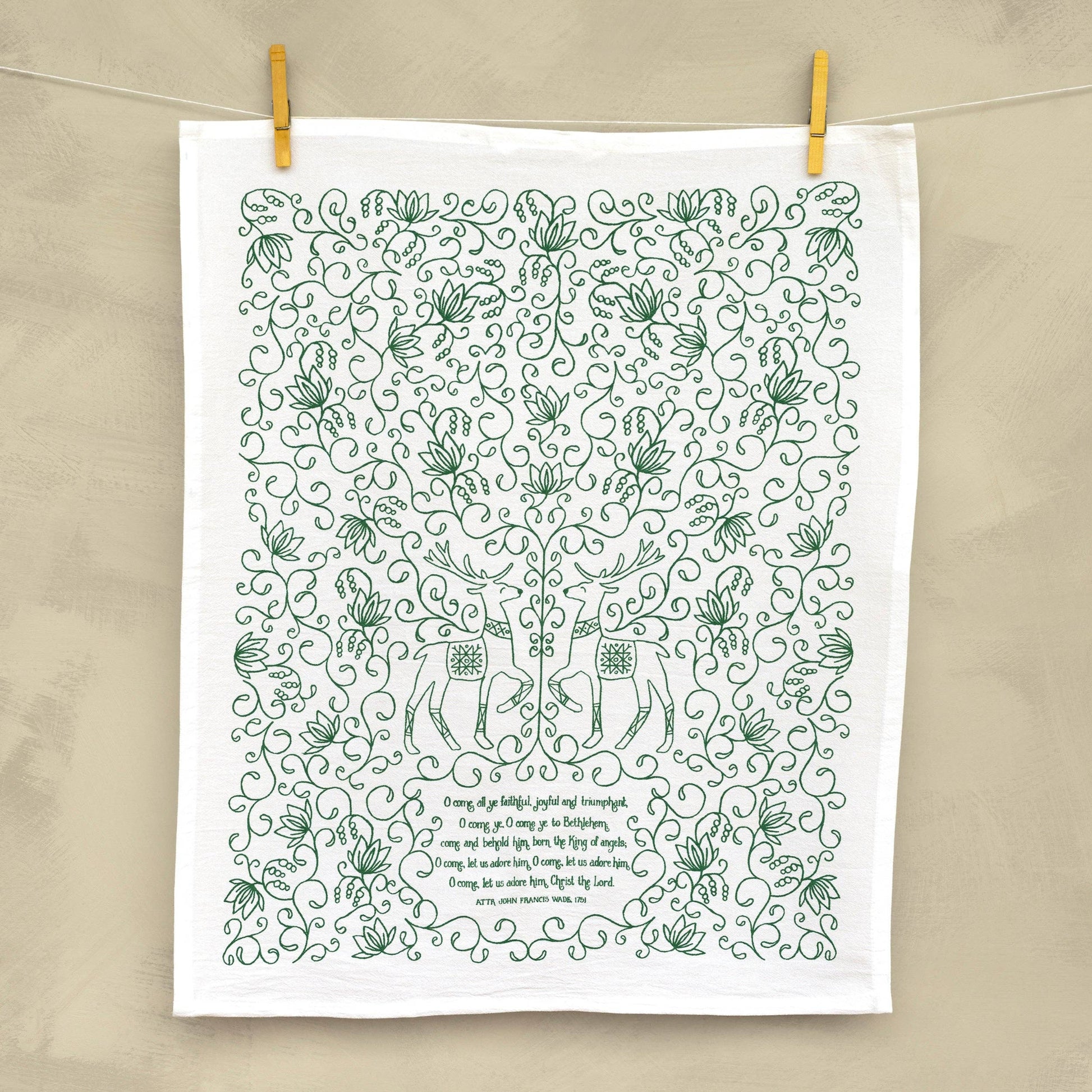 This beautiful white and green tea towel will look magnificent in your home kitchen.