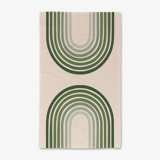 Three coordinating luxurious olive green hand towels