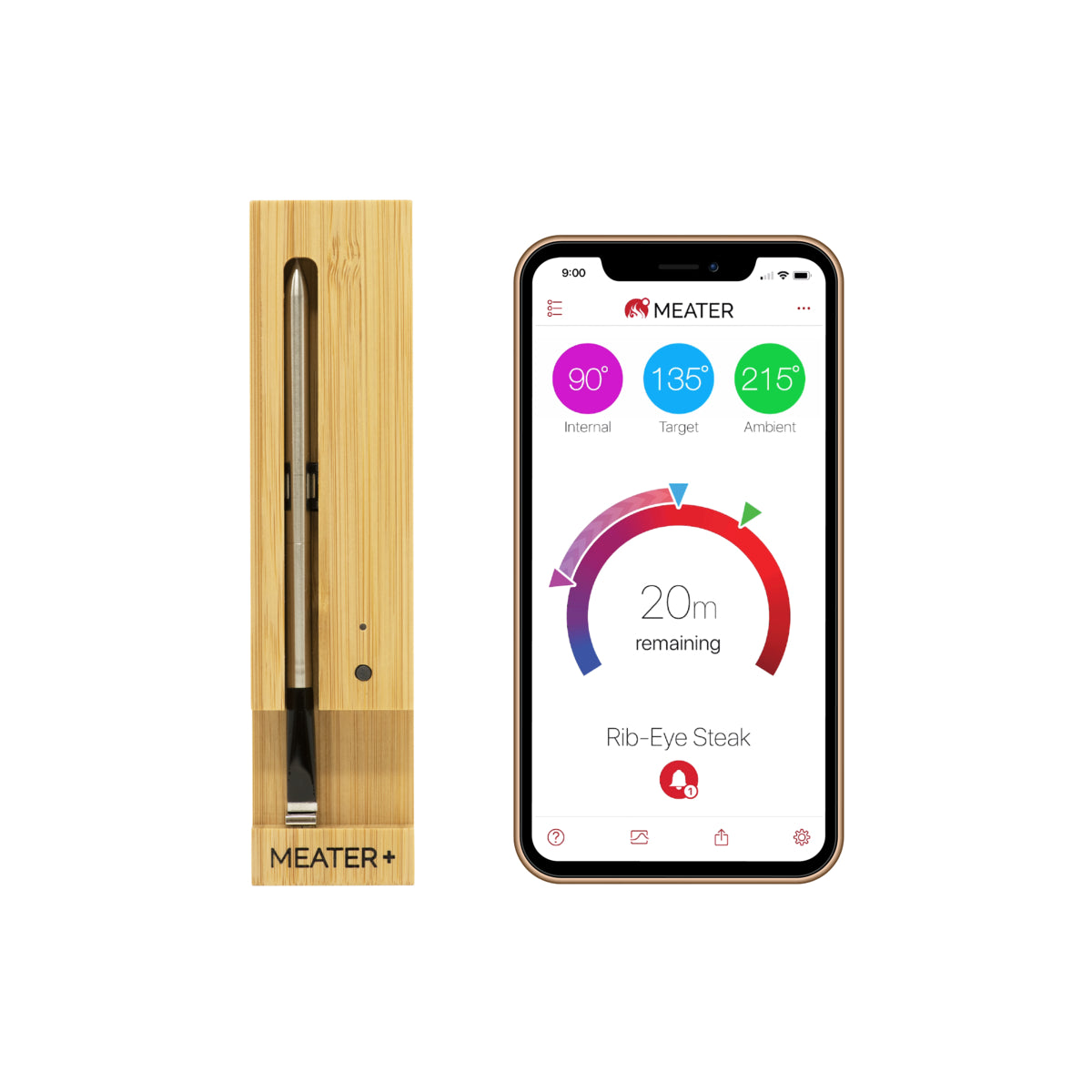 Meater Plus wireless thermometer predicts done time