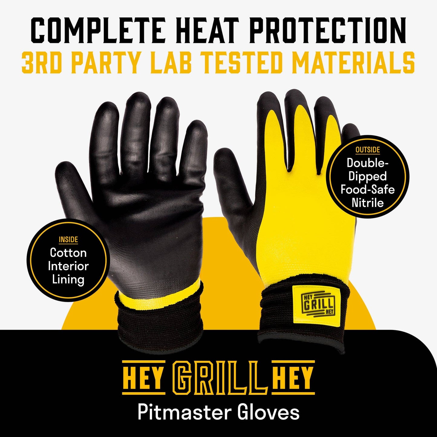 The outside of these gloves are double-dipped food-safe nitrile, while the inside is a cotton lining.