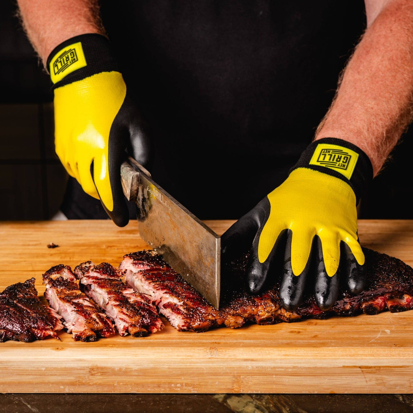 Wear these pitmaster gloves while chopping your BBQ ribs.