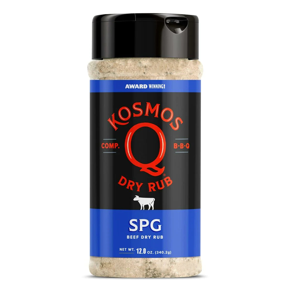 Kosmos Q SPG dry rub. Net weight 12 oz.