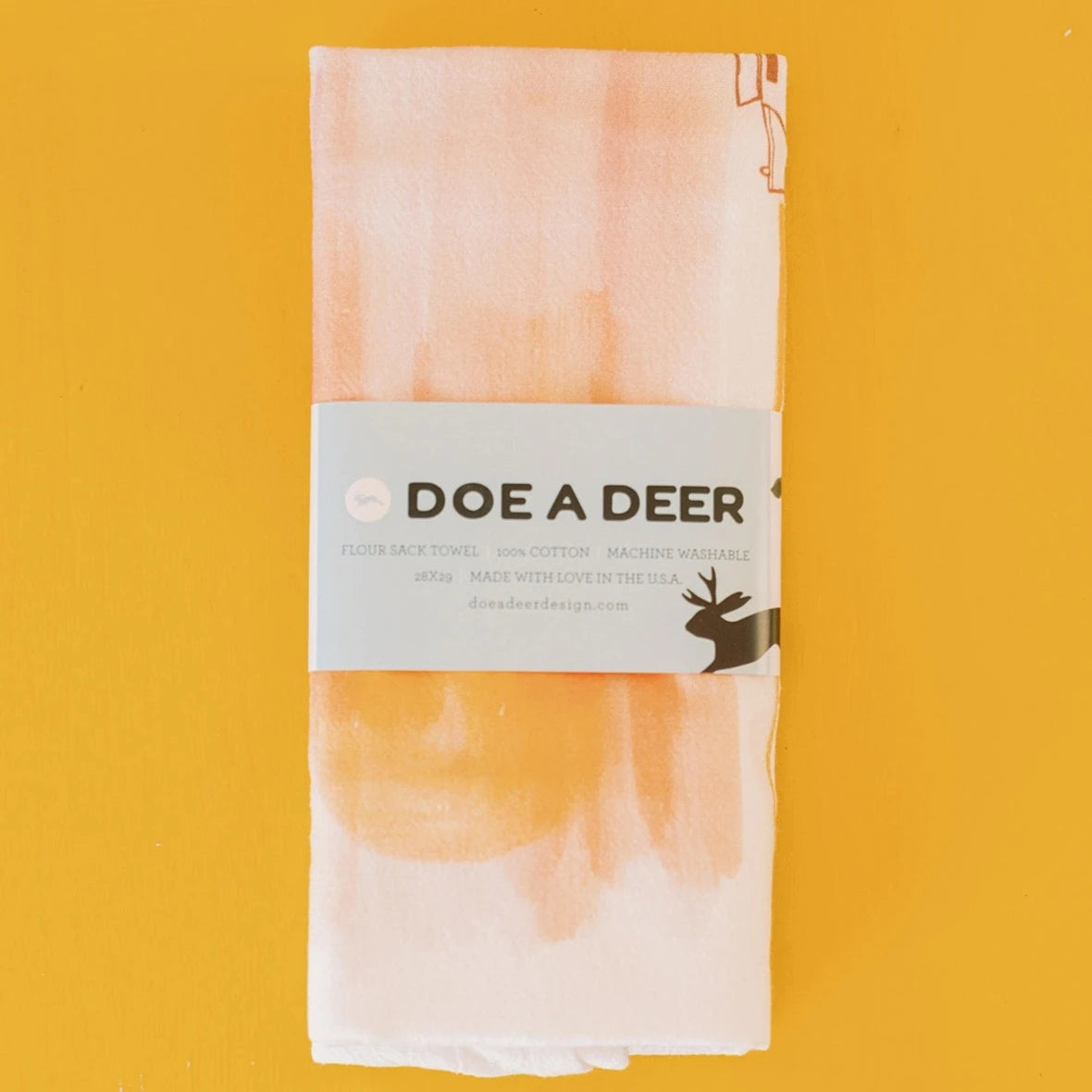 This flour sack towel is machine washable and made in the USA.
