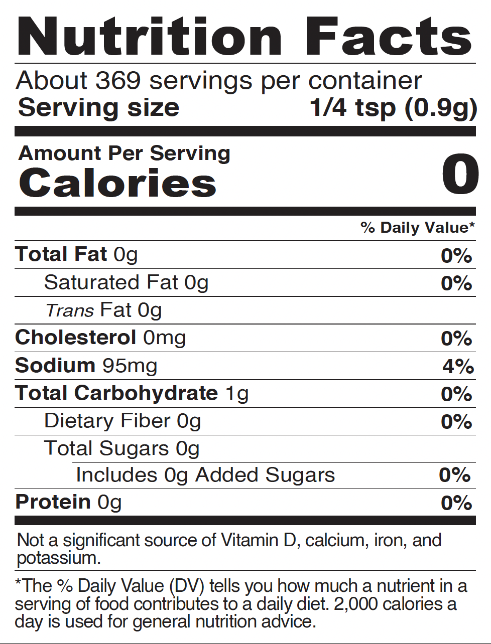 Sweet BBQ Rub has zero calories per serving.