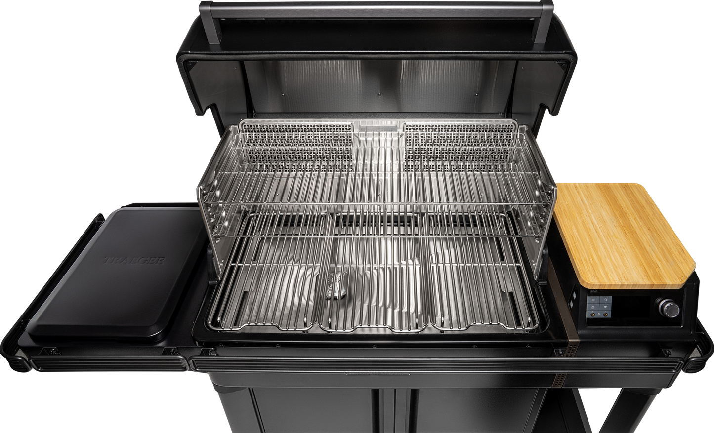 Traeger's Timberline XL smoker/grill has a unique rail which allows you to pop accessories on and off easily. Accessories sold separately.