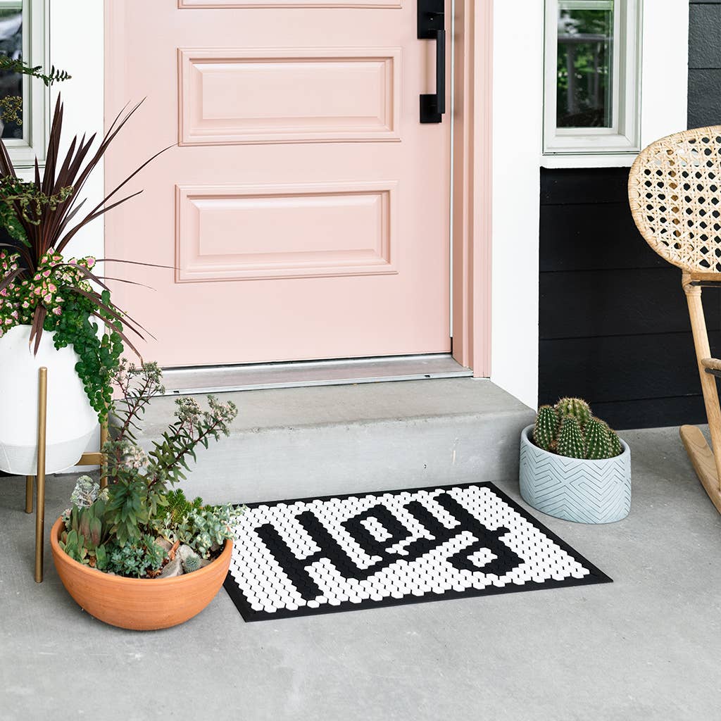 Welcome guests with a vintage-inspired mat.