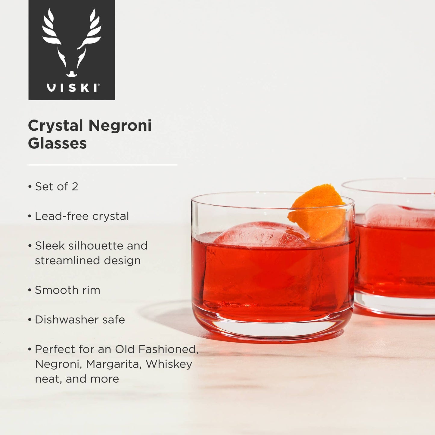 Buy one (1) set of two Negroni glasses, which are also great for margaritas.
