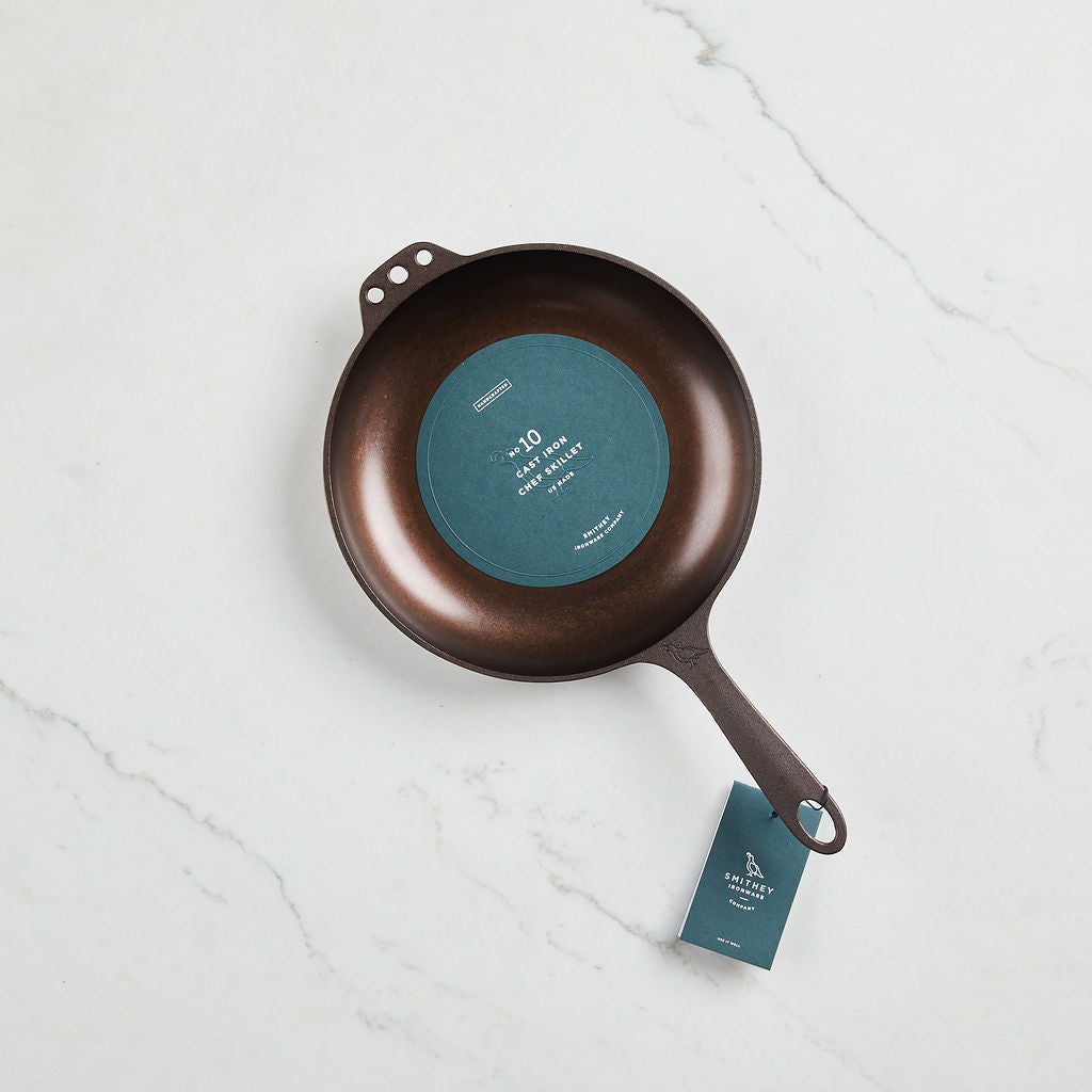 The No. 10 Chef Skillet provides more cooking surface than the No. 8.