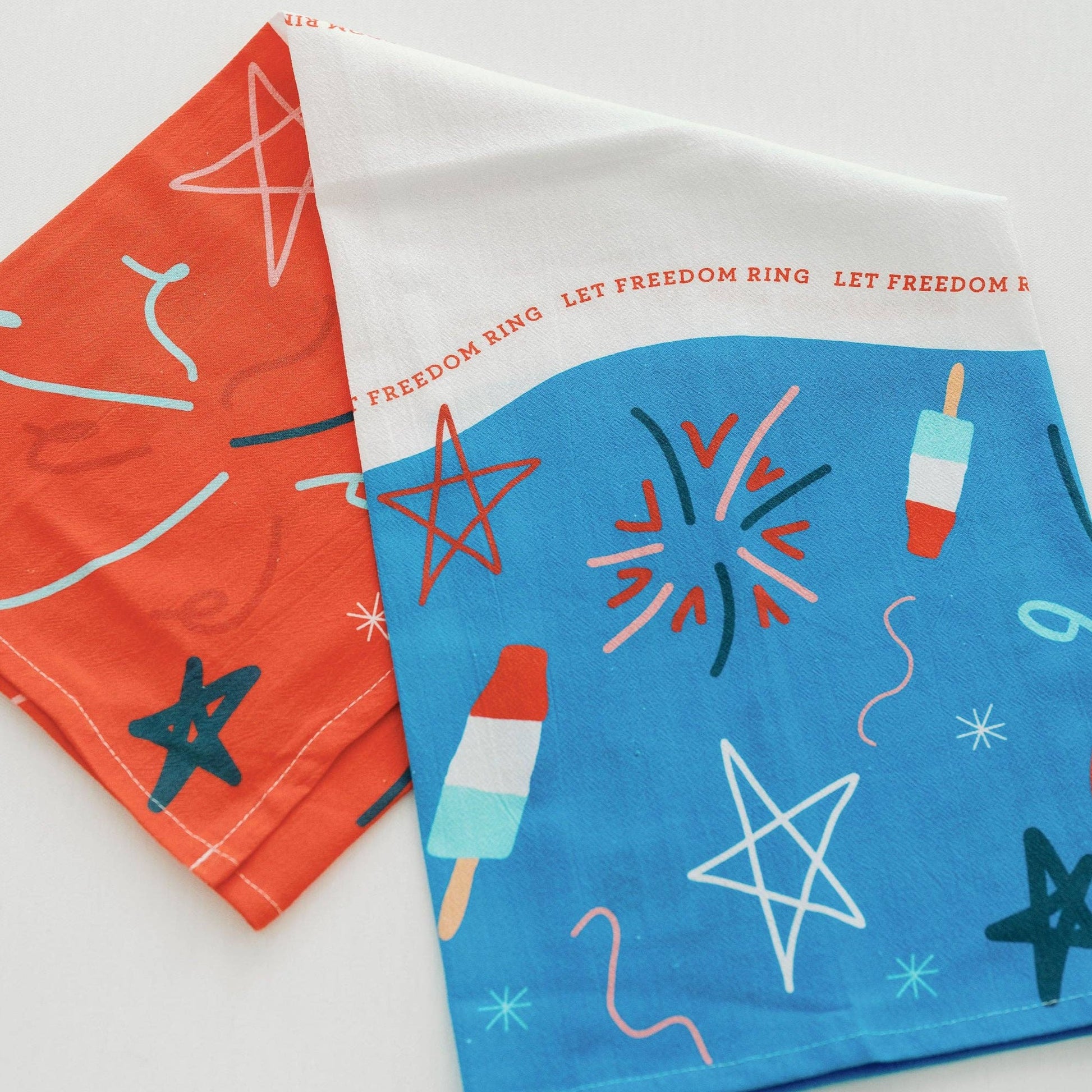 Purchase one (1) popsicle and firework-covered kitchen tea towel.