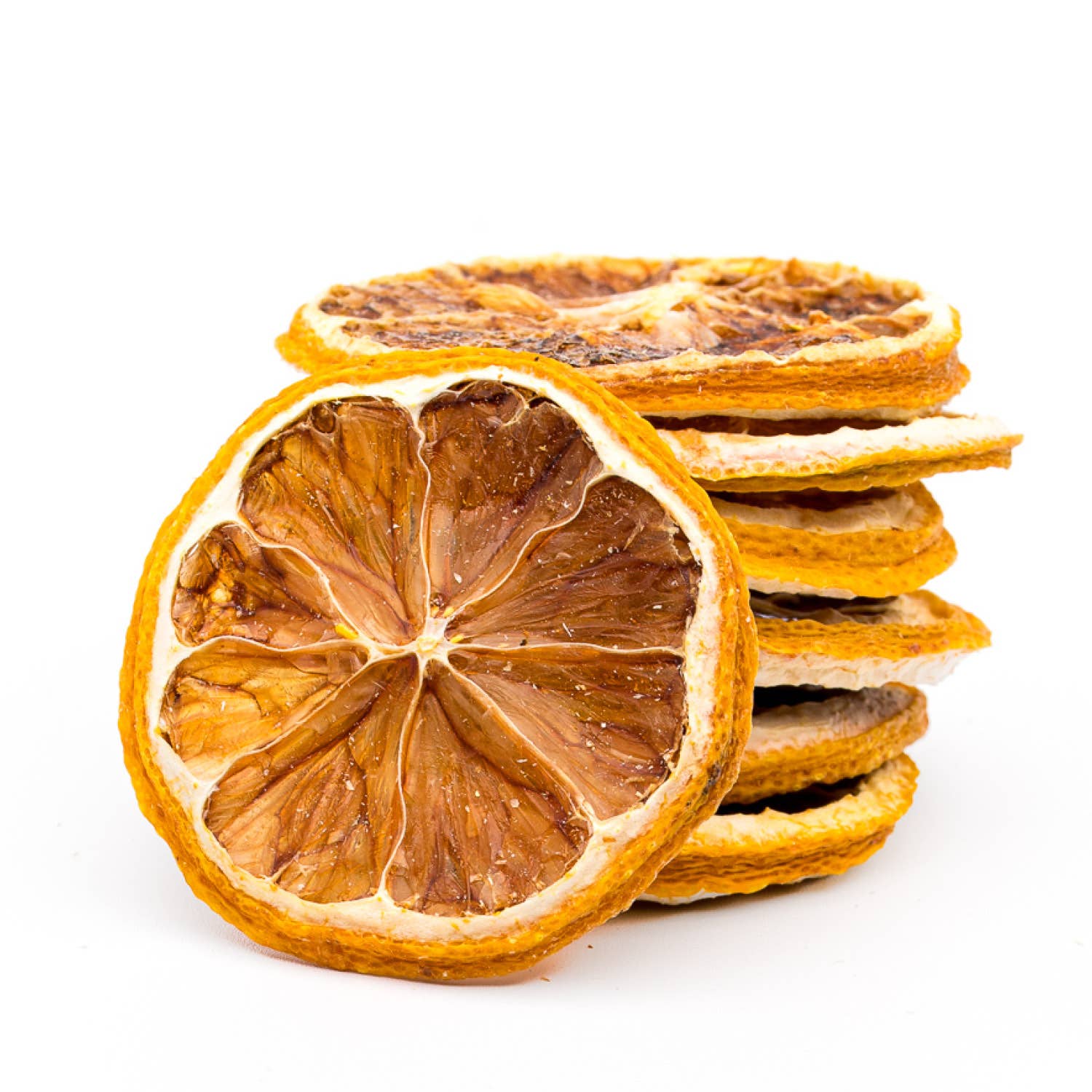 Buy one box of dried lemons, thinly sliced, to use in any drink.