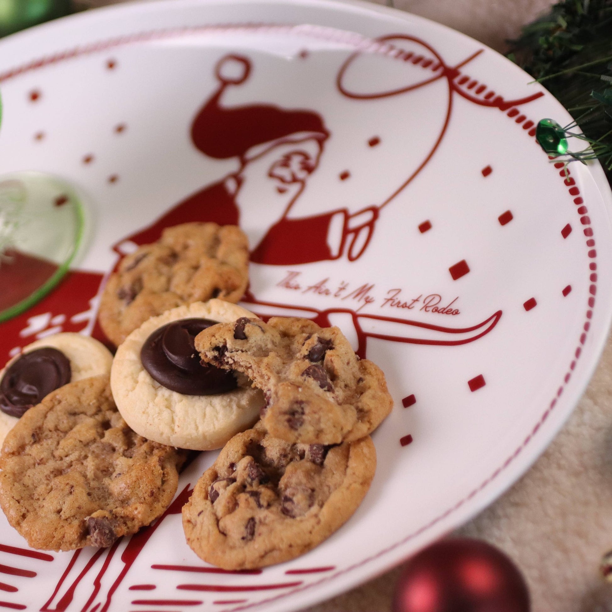 Buy one (1) porcelain platter that is perfect for Christmas cookies. 