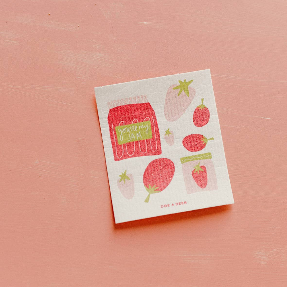 Buy (1) summery "You're My Jam" strawberry-themed Swedish dishcloth.