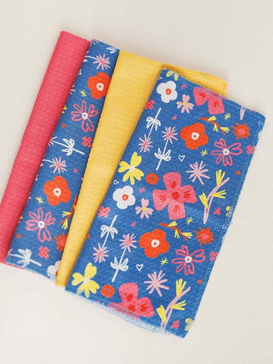 Happy Flowers Wafflecloths  | microfiber dish cloth
