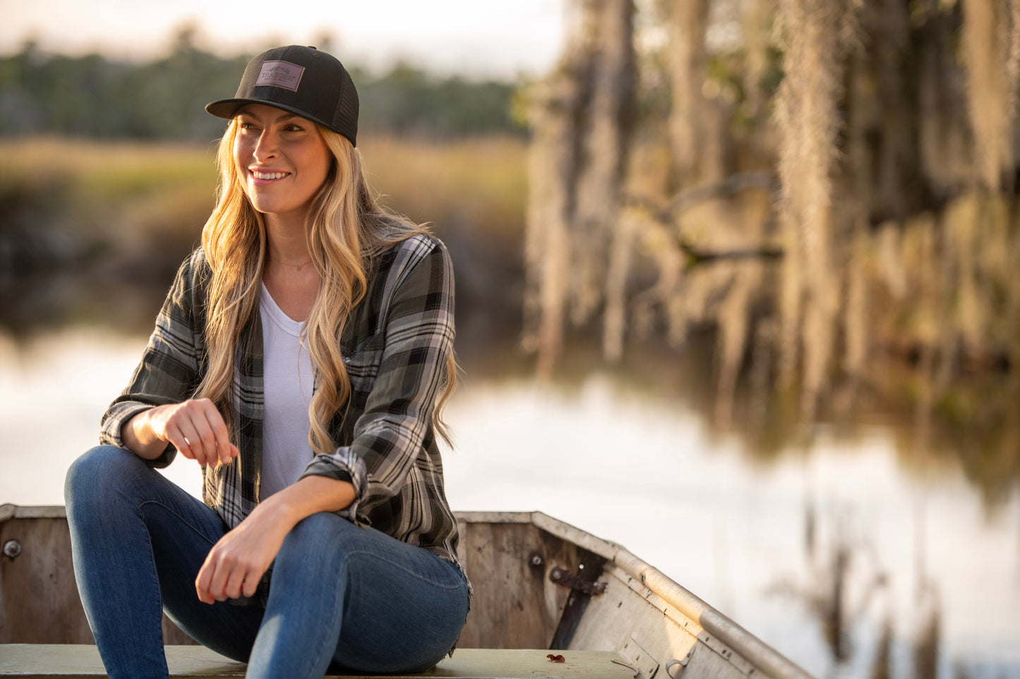 Traeger unisex trucker hat with leather patch