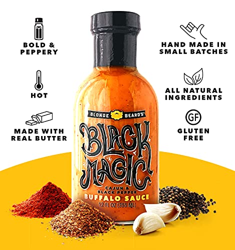 Blonde Beard's Black Magic Buffalo sauce is gluten free, bold and peppery and made with real butter. Buy a bottle of this small batch buffalo sauce.