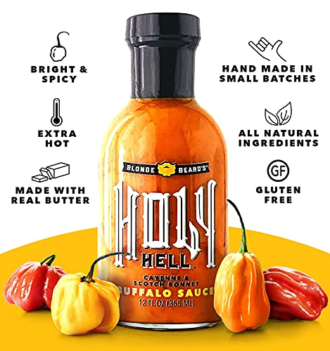 Blonde Beard's Holy Hell Buffalo Sauce is extra hot and gluten-free.