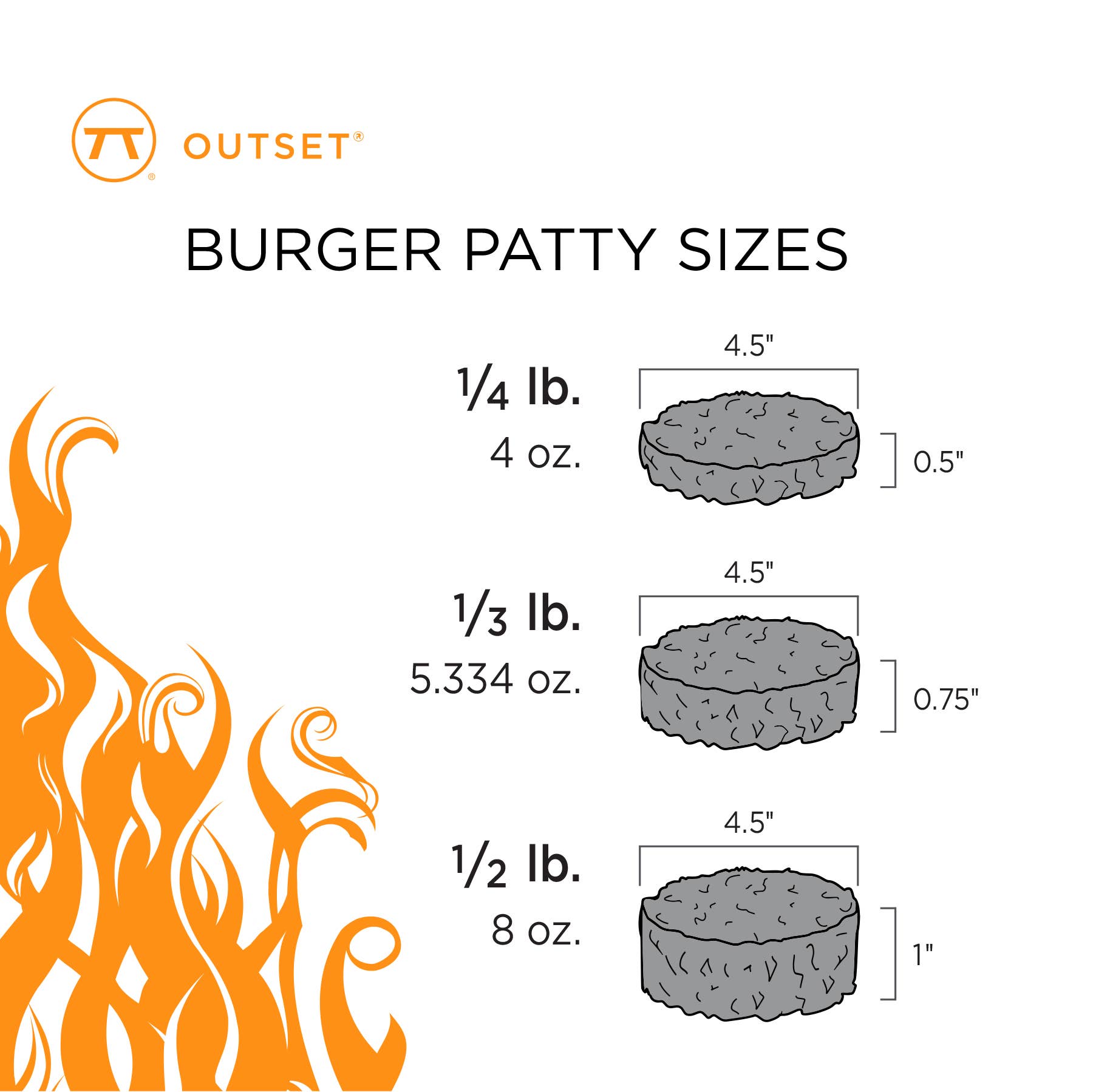 Build your favorite burger patty size using the Outset adjustable burger press. 