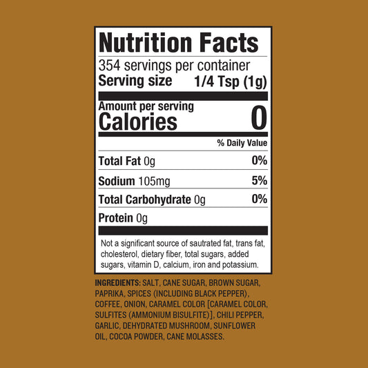 Traeger Coffee Rub is kosher and gluten-free. Ingredients: Salt, cane sugar, brown sugar, paprika, spices (including black pepper), coffee, onion, caramel color [caramel color, sulfites (ammonium bisulfite)], chili pepper, garlic, dehydrated mushroom, sunflower oil, cocoa powder, cane molasses.